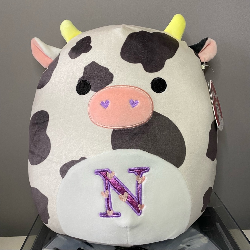 NWT 12” Colin the Cow Valentines Day 2022 Embroidered N Squishmallow